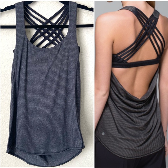 lululemon athletica Tops - Lululemon Wild Tank Strappy Sports Bra Draped Back